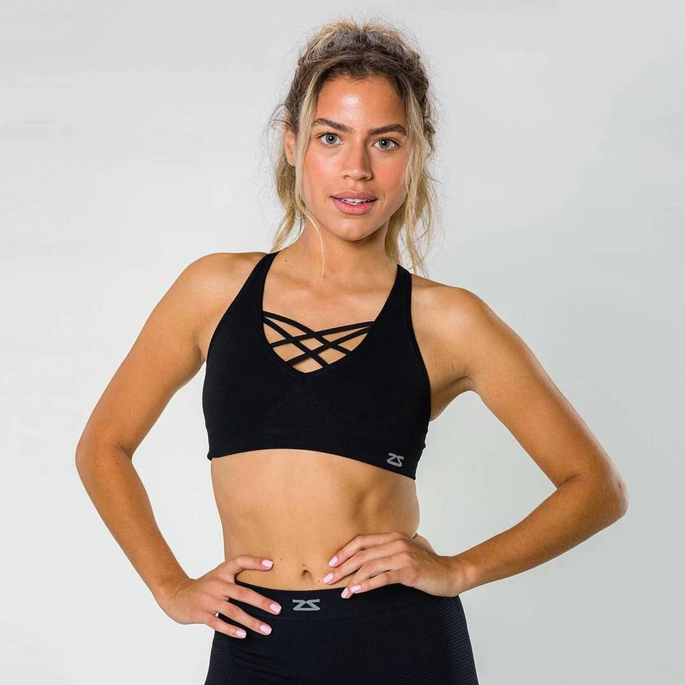 NEW ZENSAH racey lux sports bra in black